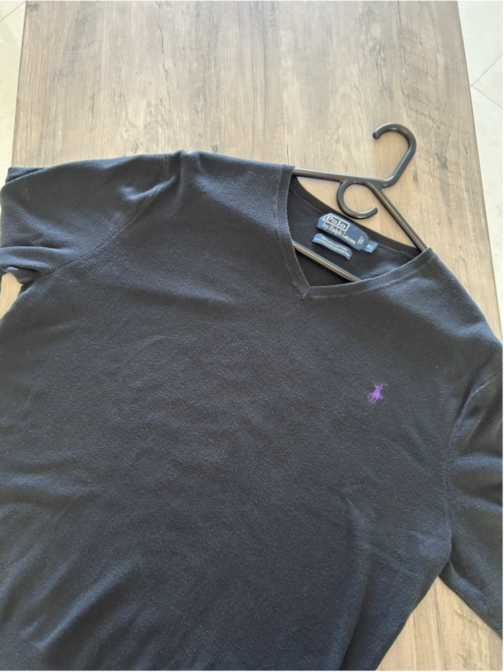 Polo Ralph Lauren Sweater Mens XLarge Black V Neck Pima Pullover Preppy Casual